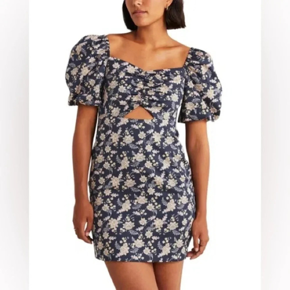 Boden Cut Out Detail Mini Dress Navy Floral Print Women’s Size 8T Tall - Picture 1 of 9
